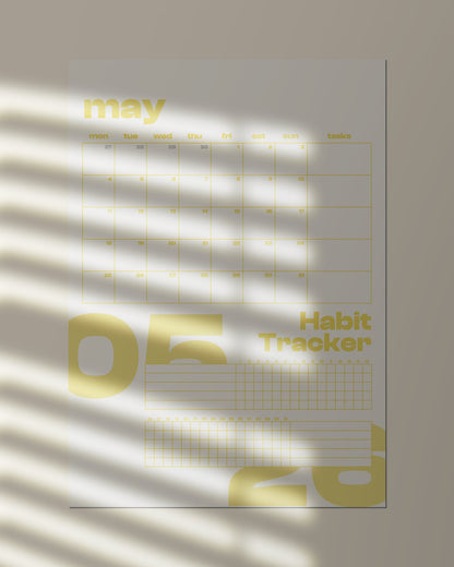 (Digital Download) 2026 Wall Calendar + Habit Tracker - Monday Start